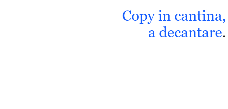 Immagine in cui è scritto "Copy in cantina"
